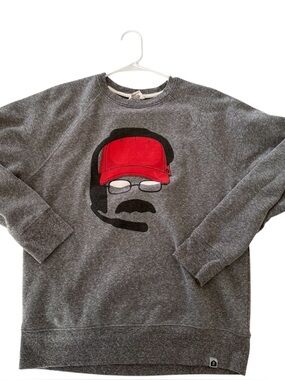 Rally House Andy Reid Headset Crewneck Sweatshirt Gray and Red Medium